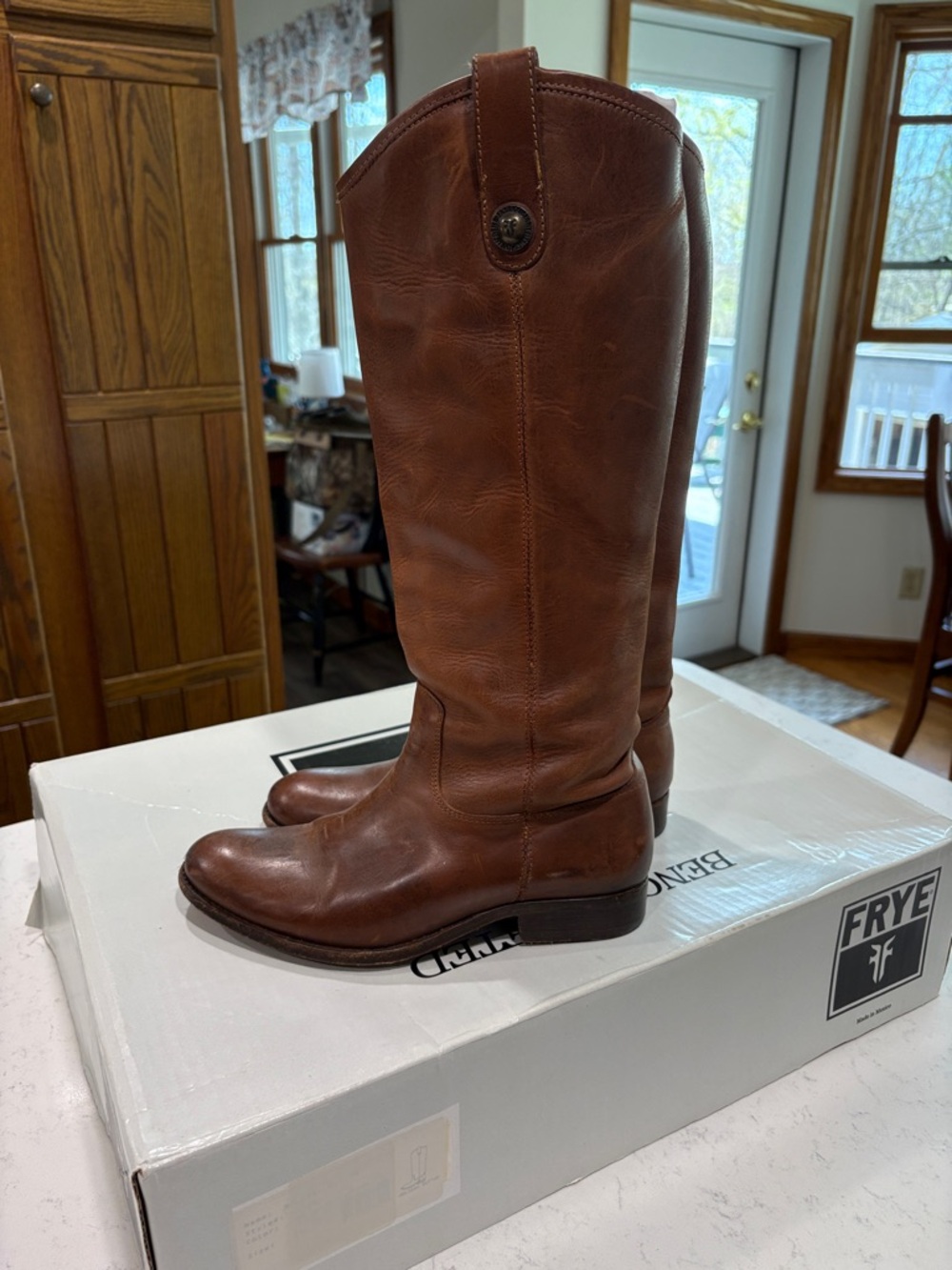 Frye Chestnut Brown Tall Leather Pull-On Boots